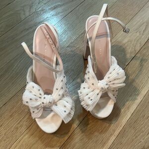 Loeffler Randall Natalia Rhinestone White Platform Heels Size 7.5